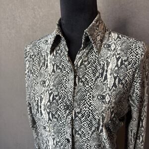 Norma Kamali Snake Print Button Down Shirt Dress S